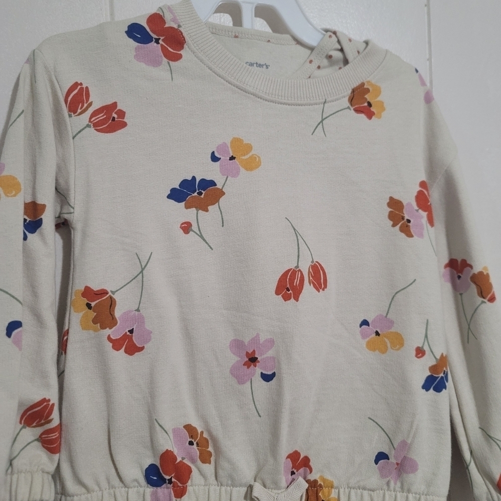 Carter's Cream Floral Top and Denim Leggings Set Size 24 Months - Picture 2 of 5
